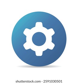 Gear Symbol Icon 3D Gradient Round Blue