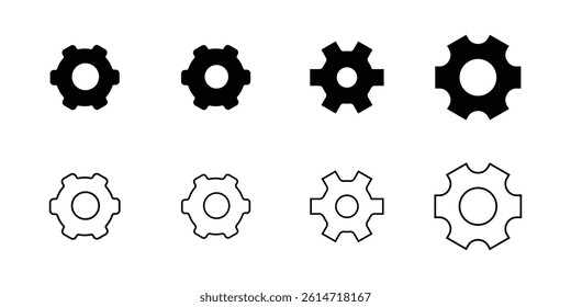 Gear Symbol Icon Set, Classic Settings Gear Icons, Gear Icons Set, Mechanical Settings Icons