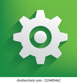 Gear symbol on green background,clean vector