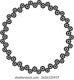 Gear symbol pattern repeat circle design industrial texture endless round frame decoration