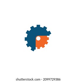 Gear symbol in two parts. Vector