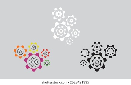 Gear Symbol Vector Illustration. The gears represent how diverse elements work together seamlessly to drive success.