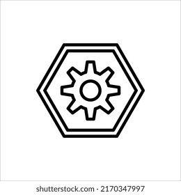 Gear symbol vector sign isolated on white background.