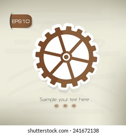 Gear symbol,sticker design,brown version,clean vector