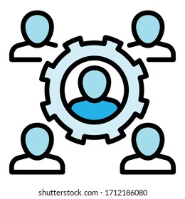 Icono de cohesión del sistema de engranajes. Icono vectorial de cohesión del sistema de engranajes de esquema para el diseño web aislado en fondo blanco