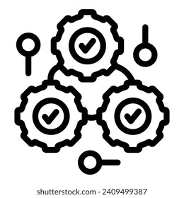 Vector de contorno de icono del sistema de engranajes. La ley básica de integridad. Valor de impacto de la visión