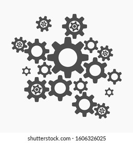 Gear system illustration. Factory gear system. Web element