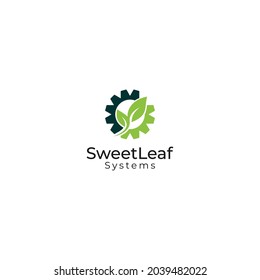 Gear System leaf logo Designs Vector