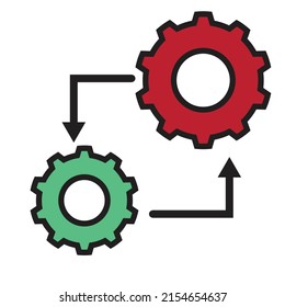 Un sistema de engranajes para trabajar - Ilustración de máquinas - icono , vector 