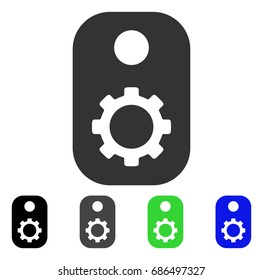 Gear Tag flat vector pictograph. Colored gear tag gray, black, blue, green pictogram versions. Flat icon style for graphic design.