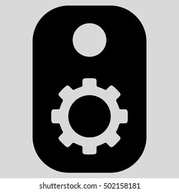 Gear Tag vector pictogram. Style is flat graphic symbol, black color, light gray background.
