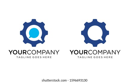 Gear and talk icon for logo design vector editable