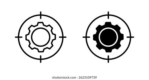 Gear target Icon set Symbol isolated white background. vector illustration. color editable.