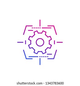 Gear and target, vector line icon