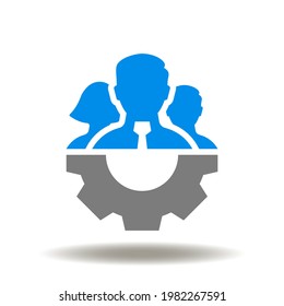 Gear with team business people vector illustration. BPM Business Process Management Symbol.