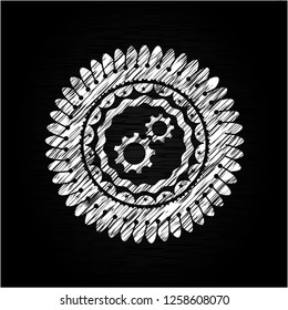 gear, team work icon with chalkboard texture