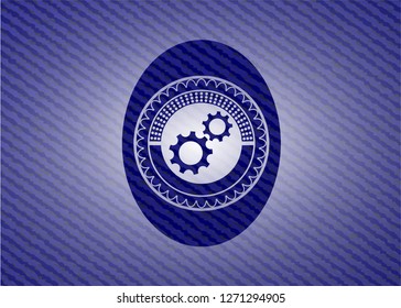 gear, team work icon with denim texture
