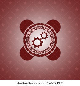 gear, team work icon inside vintage red emblem