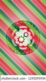 gear, team work icon inside christmas badge background.