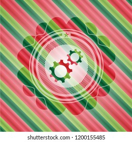 gear, team work icon inside christmas emblem.