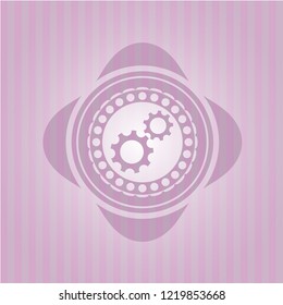 gear, team work icon inside retro pink emblem