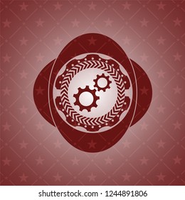 gear, team work icon inside vintage red emblem