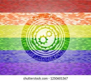 gear, team work icon inside lgbt colors emblem 