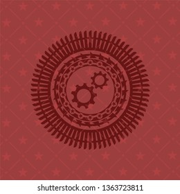 gear, team work icon inside vintage red emblem