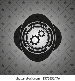 gear, team work icon inside black emblem