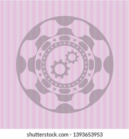 gear, team work icon inside retro style pink emblem