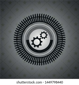 gear, team work icon inside retro style black emblem