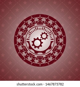 gear, team work icon inside vintage red emblem