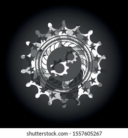 gear, team work icon inside grey camouflage texture