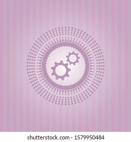 gear, team work icon inside vintage pink emblem