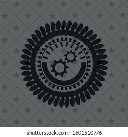 gear, team work icon inside retro style black emblem