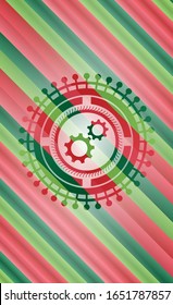 Ausrüstung, Teamwork-Ikone im Weihnachtsmärchen-Hintergrund.
