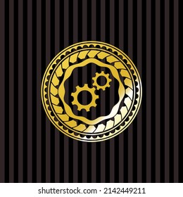equipo, icono de trabajo en equipo dentro de la insignia brillante dorada. 