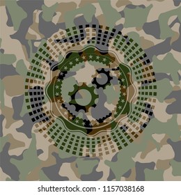 gear, team work icon on camouflage pattern