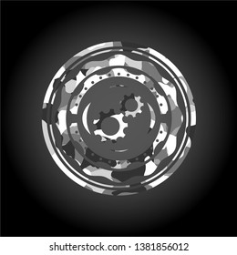 gear, team work icon on grey camo pattern