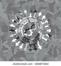 gear, team work icon on grey camo texture