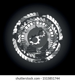 gear, team work icon on grey camouflage texture