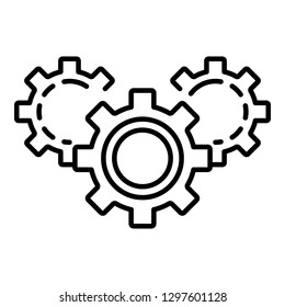 Gear teamwork icon. Outline gear teamwork vector icon for web design isolated on white background