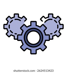 Gear teamwork icon. Outline gear teamwork vector icon color flat isolated