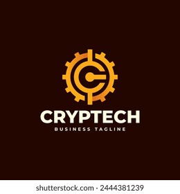 gear tech c letter logo vector