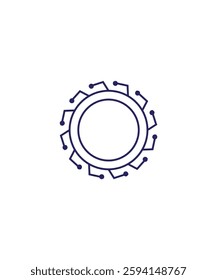 gear tech circle logo, blue gear tech logo design vector