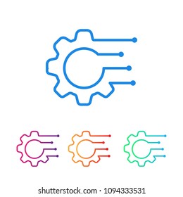 gear tech line art logo template