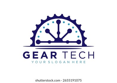 Gear Tech logo design.  Innovative and modern tech solutions. vector illustration science and technology