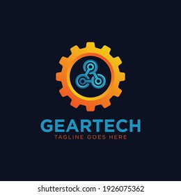 Gear tech logo design template