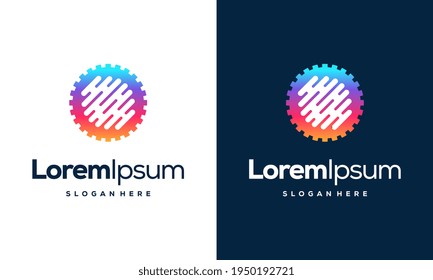 Design-Konzept des Gear Tech-Logos, Vektorgrafik, Symbol des Techno-Gear-Logos