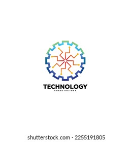diseño moderno del logotipo tecnológico de engranajes para su empresa